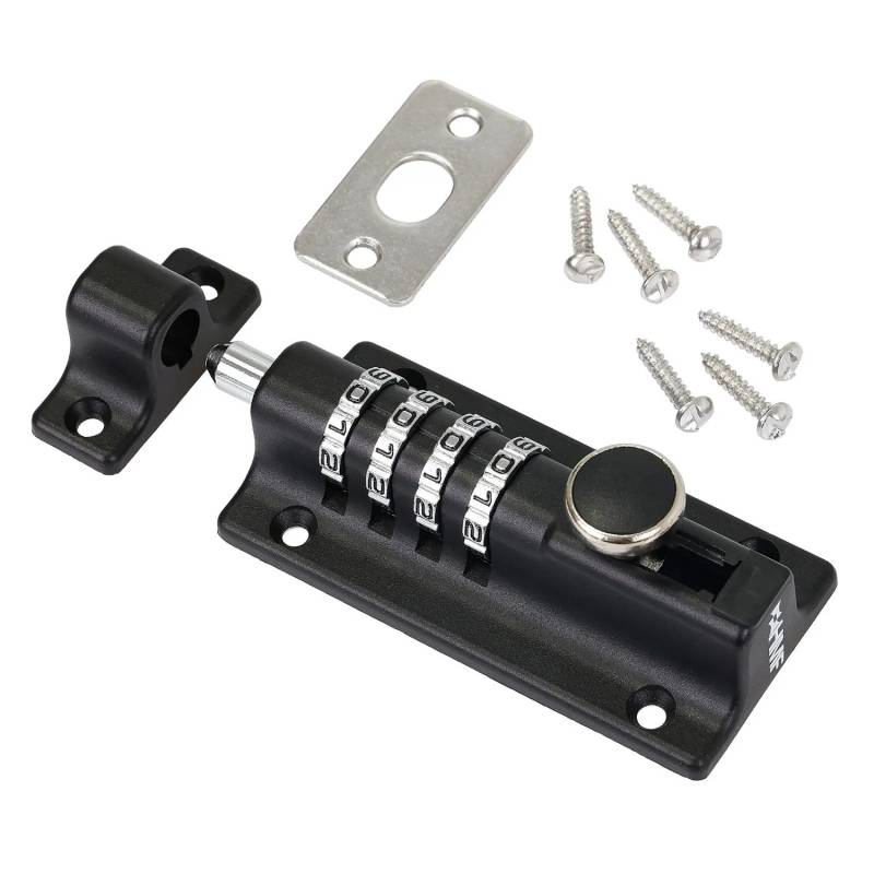 HMF 3591-02 Riegelschloss Türriegel mit 4-Stelligem Zahlencode aus Zinklegierung 122 x 40 x 48 mm Schwarz HMF 3591-02 Riegelschloss Türriegel mit 4-Stelligem Zahlencode aus Zinklegierung 122 x 40 x 48 mm Schwarz von HMF