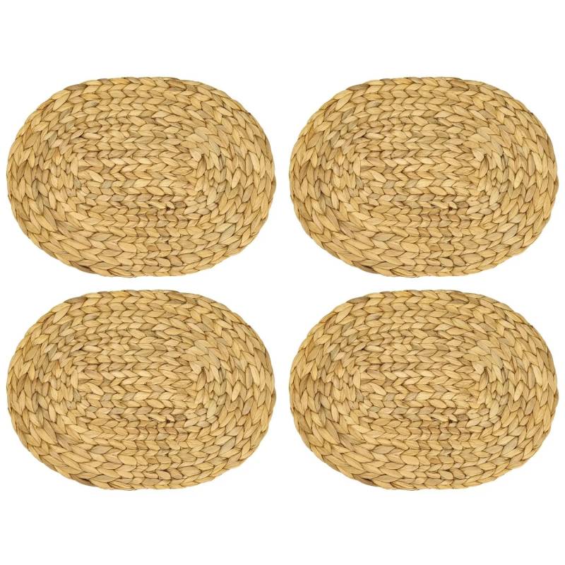 HMF 37232-S4 Tischset Oval Geflochten aus Wasserhyazinthe Platzset Abwaschbar 4er Set 40 x 30 cm von HMF