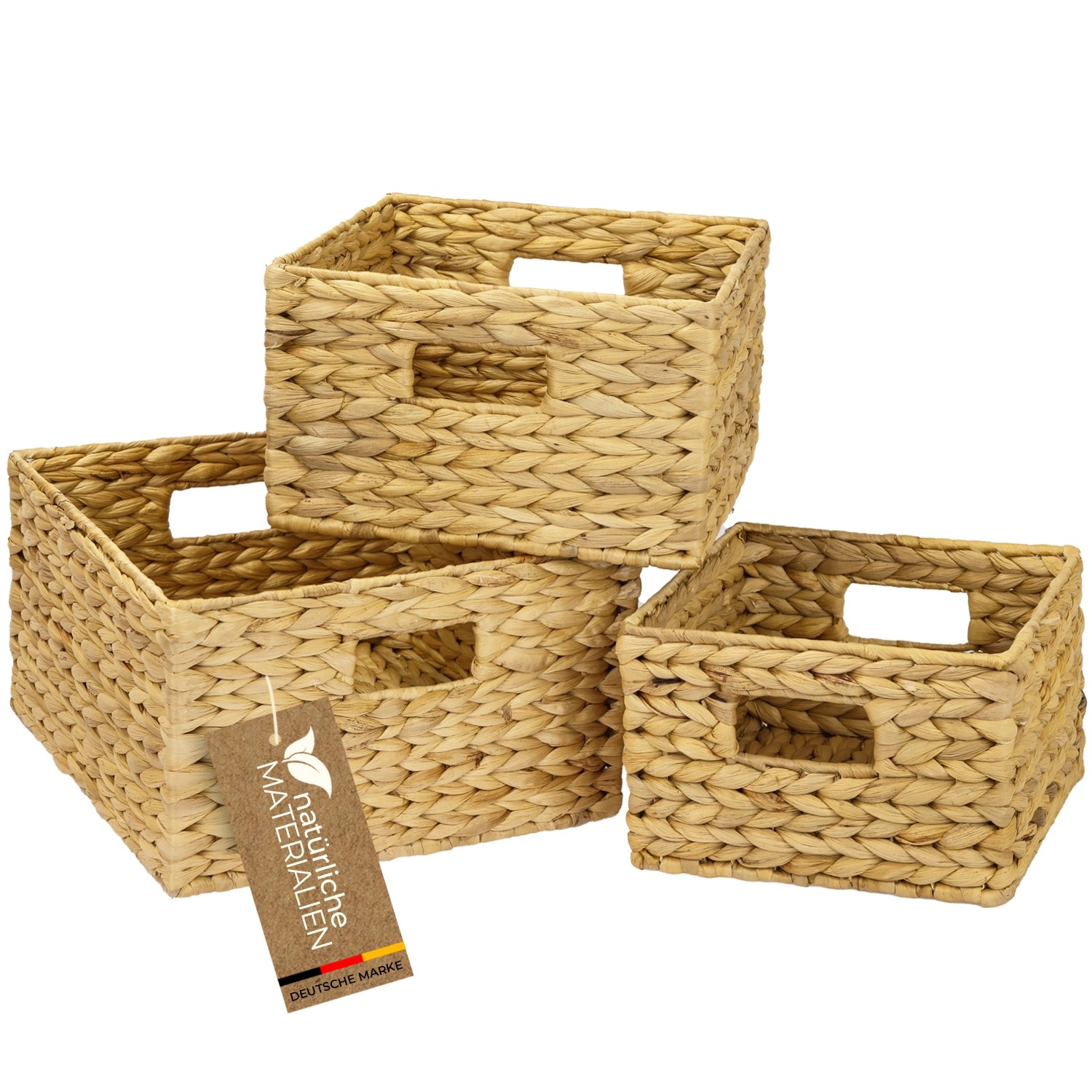 HMF 37245 Aufbewahrungskorb Korb Geflochten Wasserhyazinthe Quadratisch 3er Set 22 + 26 + 30 cm Natur HMF 37245 Aufbewahrungskorb Korb Geflochten Wasserhyazinthe Quadratisch 3er Set 22 + 26 + 30 cm Natur von HMF