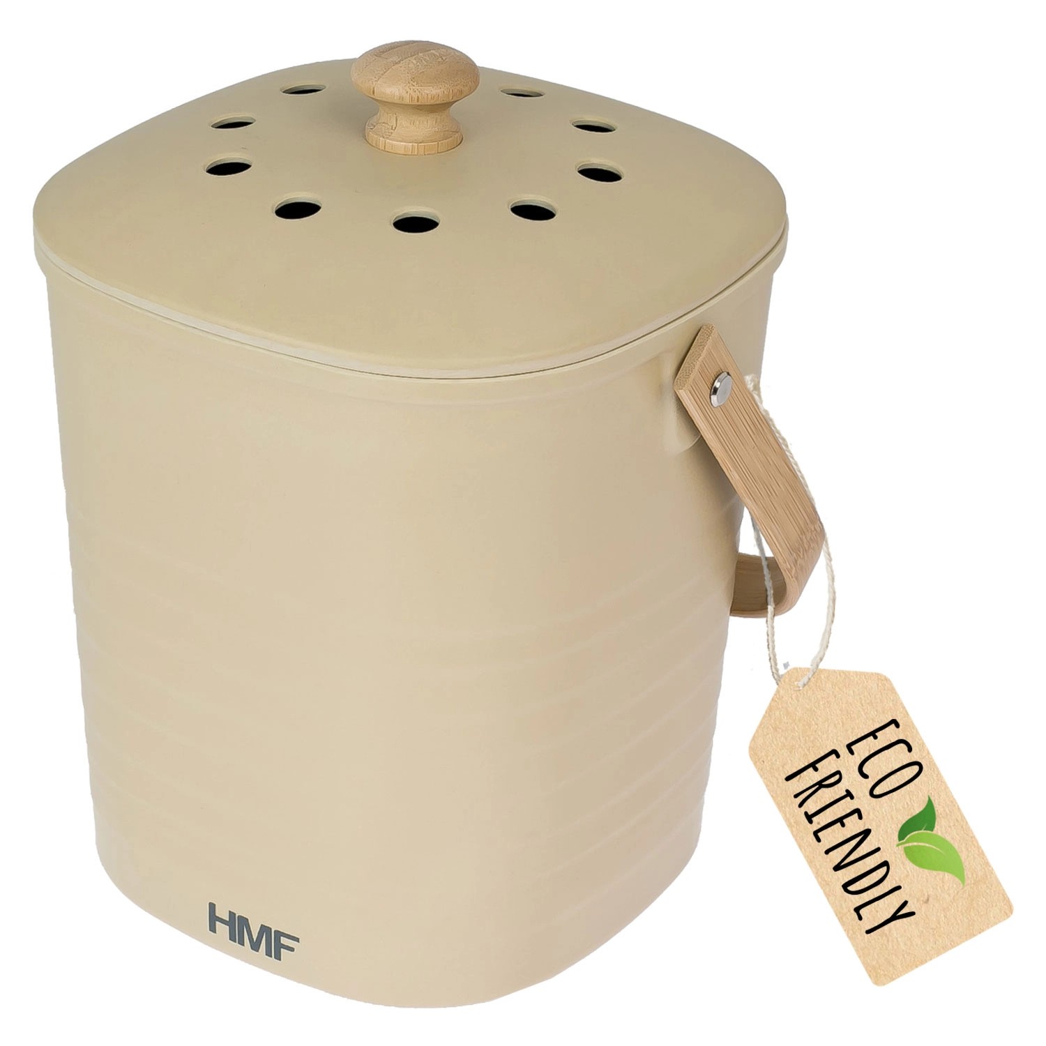 HMF 3780-3L-27 Biomülleimer Küche Geruchsdichter Komposteimer mit Deckel 3 Liter Beige von HMF