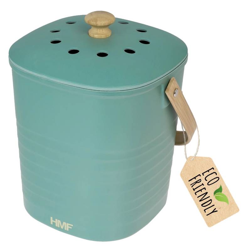 HMF 3780-6L-06 Biomülleimer Küche Geruchsdichter Komposteimer mit Deckel 6 Liter Grün von HMF