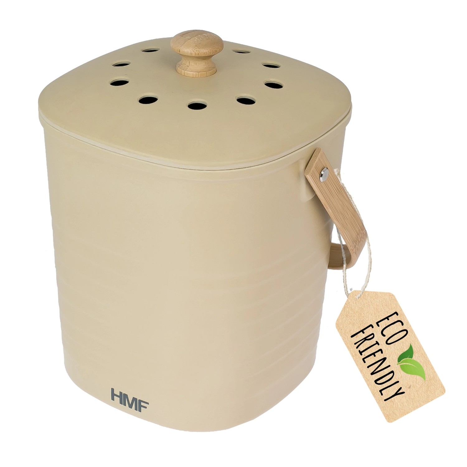 HMF 3780-6L-27 Biomülleimer Küche Geruchsdichter Komposteimer mit Deckel 6 Liter Beige von HMF