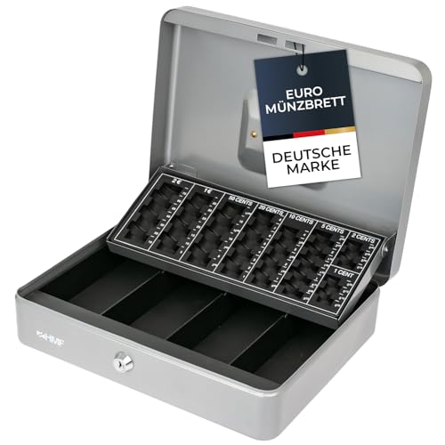 HMF 4215-09 Geldkassette abschließbar mit Münzzählbrett | 30,5 x 24 x 8,5 cm | Silber von HMF