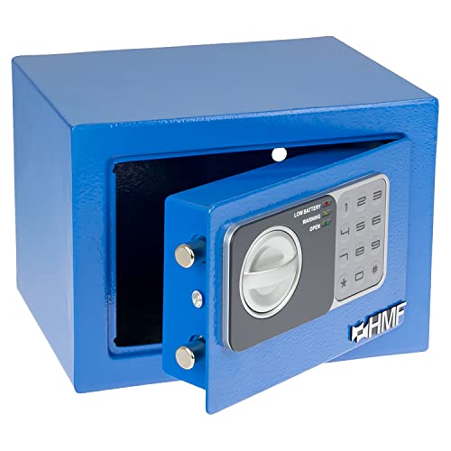 HMF 46126-05 Safe Tresor klein mit Zahlenschloss, Möbeltresor | 23 x 17 x 17 cm | Blau von HMF