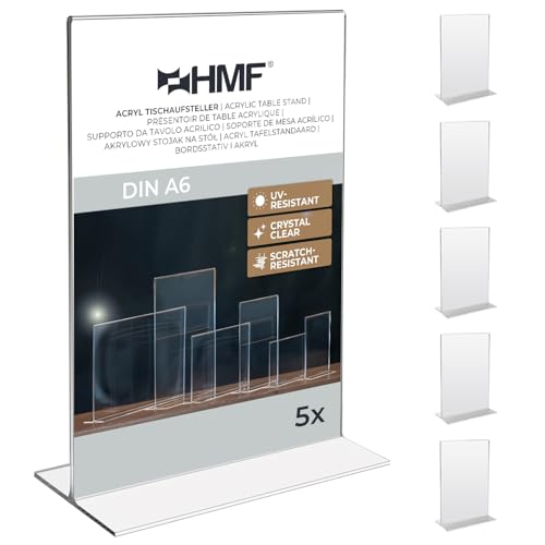 HMF 46920 Acryl Tischaufsteller gerade | 5 Stück | DIN A6 Hochformat | Glasklar HMF 46920 Acryl Tischaufsteller gerade | 5 Stück | DIN A6 Hochformat | Glasklar von HMF