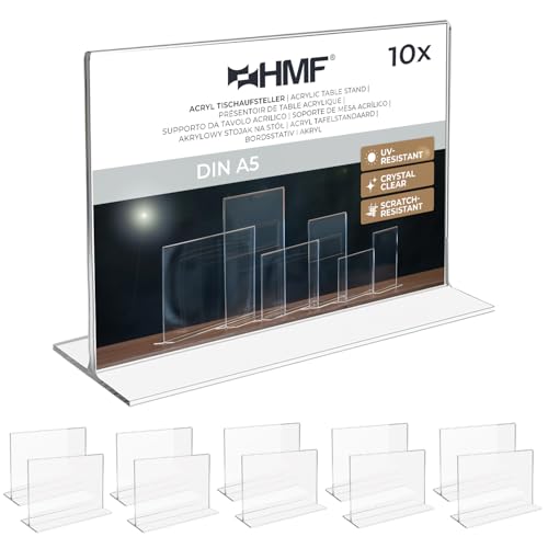 HMF 46924 Acryl Tischaufsteller gerade | 10 Stück | DIN A5 Querformat | Glasklar HMF 46924 Acryl Tischaufsteller gerade | 10 Stück | DIN A5 Querformat | Glasklar von HMF