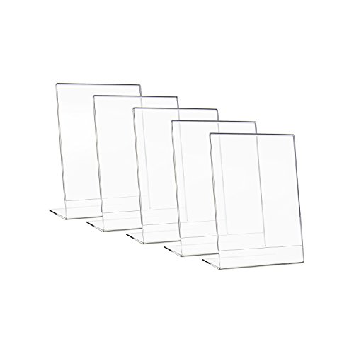 HMF 46932 Acryl Tischaufsteller schräg | 5 Stück | DIN A5 Hochformat | Glasklar von HMF