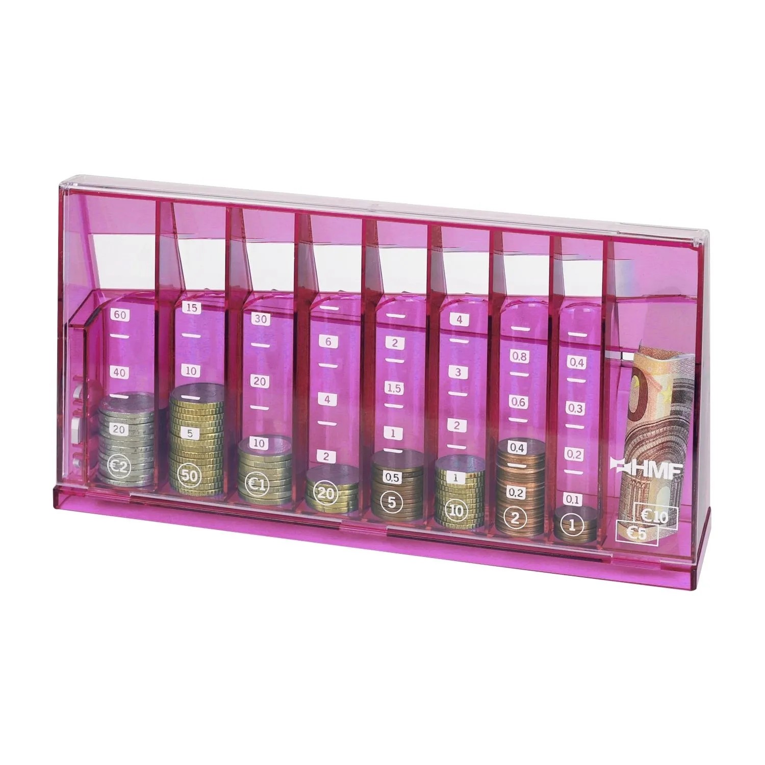 HMF 4710-15 Münzsortierer Euro Spardose 24 x 5 x 12 cm Pink von HMF