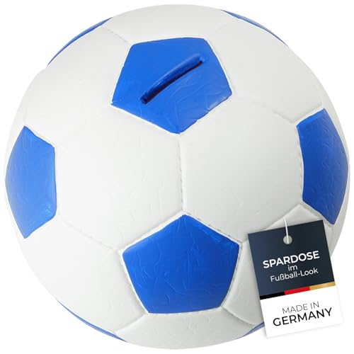 HMF 4790-05 Spardose Fußball Lederoptik 15 cm Durchmesser, blau weiß von HMF