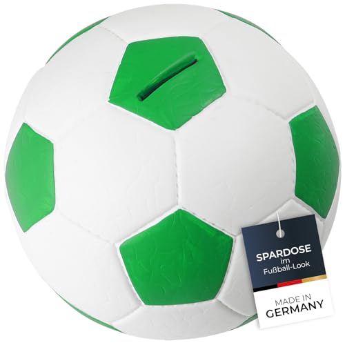 HMF 4790-06 Spardose Fußball Lederoptik 15 cm Durchmesser, grün weiß von HMF