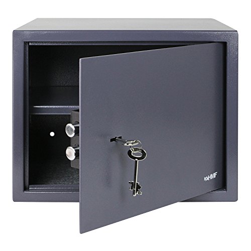 HMF 49203-11 Safe Tresor mit Schlüssel, Möbeltresor | 38 x 30 x 30 cm | Anthrazit von HMF