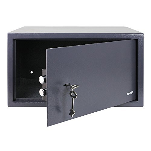 HMF 49204-11 Tresor passend für Laptop und Ordner, Möbeltresor Doppelbartschloss, 45,0 x 25,0 x 36,5 cm, anthrazit von HMF