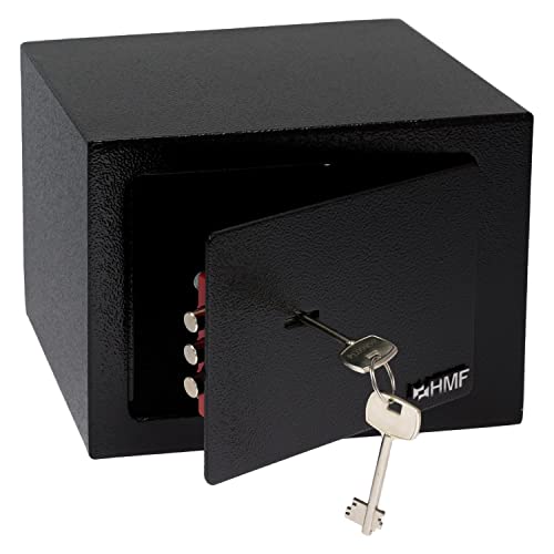 HMF 49216-02 Safe Tresor klein mit Schlüssel, Möbeltresor | 23 x 17 x 17 cm | Schwarz von HMF