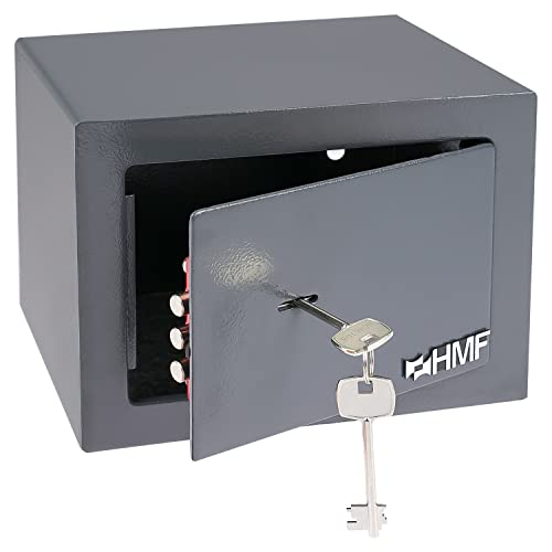 HMF 49216-11 Safe Tresor klein mit Schlüssel, Möbeltresor | 23 x 17 x 17 cm | Anthrazit von HMF