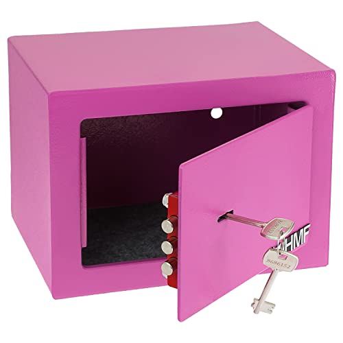 HMF 49216-15 Safe Tresor klein mit Schlüssel, Möbeltresor | 23 x 17 x 17 cm | Pink von HMF