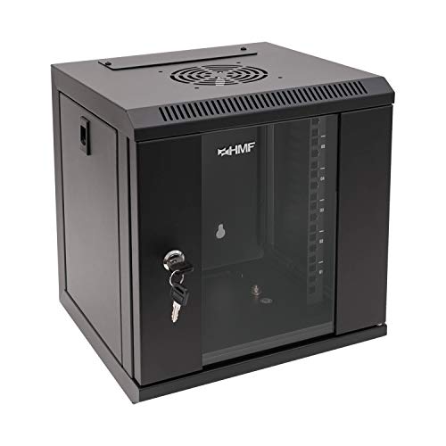 HMF 63306-02 Serverschrank 10 Zoll, 6 HE, Netzwerkschrank, Wandschrank, 10", 31,2 x 30 x 35 cm, Voll Montiert, schwarz von HMF