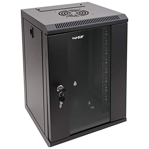 HMF 63309-02 Serverschrank 10 Zoll, 9 HE, Netzwerkschrank, Wandschrank, 10", 31,2 x 30 x 48,3 cm, Voll Montiert, schwarz von HMF