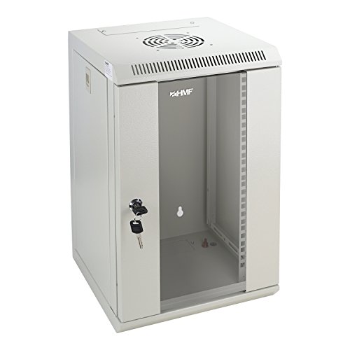 HMF 63309-07 Serverschrank 10 Zoll, 9 HE, Netzwerkschrank, Wandschrank, 10", 31,2 x 30 x 48,3 cm, Voll Montiert, lichtgrau von HMF