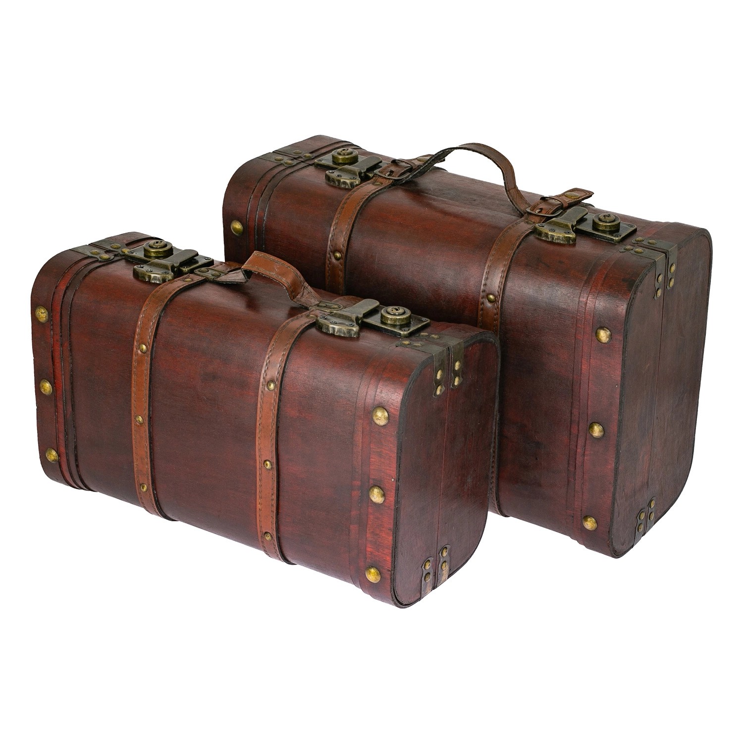 HMF 6412700 Schatztruhe Holz Vintage Koffer 2er Set Versch Größen Peru von HMF