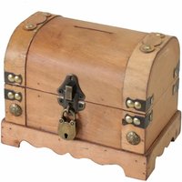 HMF - 6414-50 Spardose aus Holz Euro Einwurfschlitz Schatztruhe Namibia, 18,5 x 12 x 14 cm von HMF