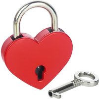 6493 Mini Deko Vorhängeschloss mit Schlüssel in Herzform, Rot - HMF von HMF