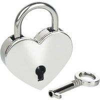6493 Mini Deko Vorhängeschloss mit Schlüssel in Herzform, Silber - HMF von HMF