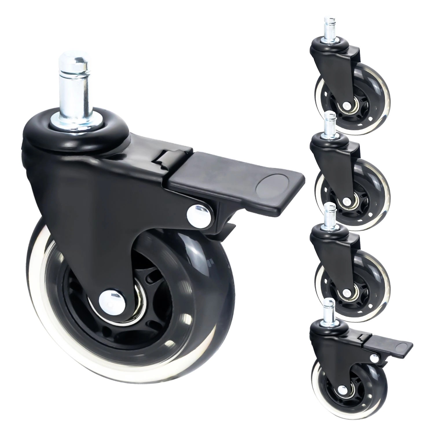 HMF 6810 Bürostuhl Rollen 5er Set 11 mm Schwarz von HMF