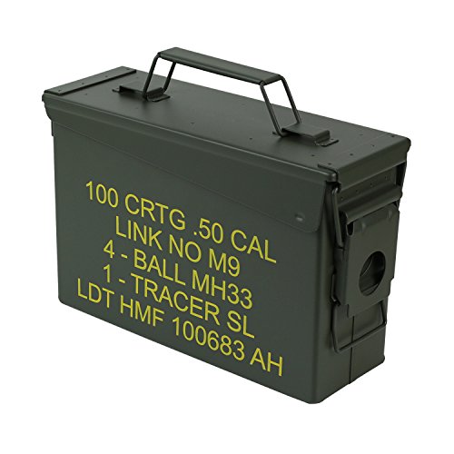 HMF 70010 Munitionskiste, US Ammo Box, Metallkiste, 27,5 x 17,5 x 9,5 cm, grün von HMF