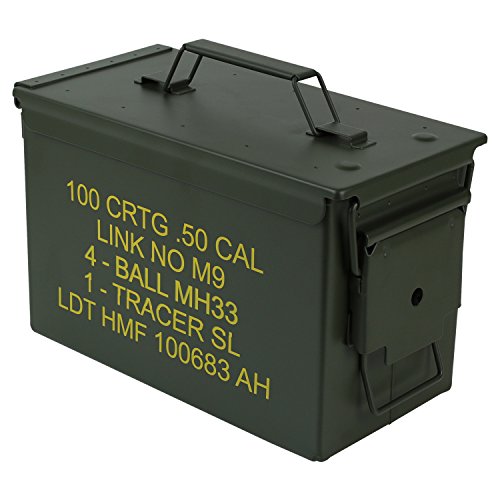 HMF 70011 Munitionskoffer, US Ammo Box, Metallkiste, 30 x 19 x 15,5 cm, grün von HMF