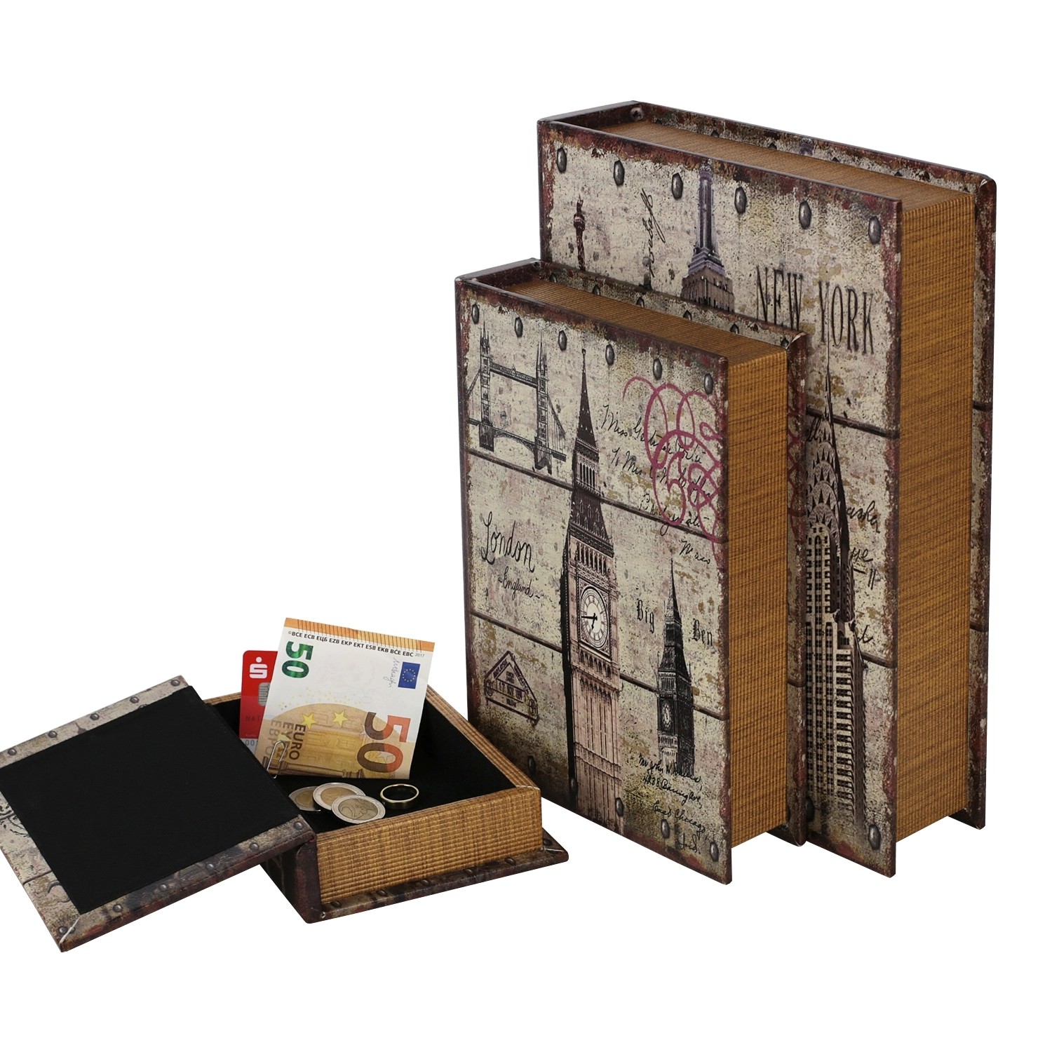 HMF 80961 Buchtresor Antik-Look 3er Set 32 x 23 x 7 cm Städte HMF 80961 Buchtresor Antik-Look 3er Set 32 x 23 x 7 cm Städte von HMF