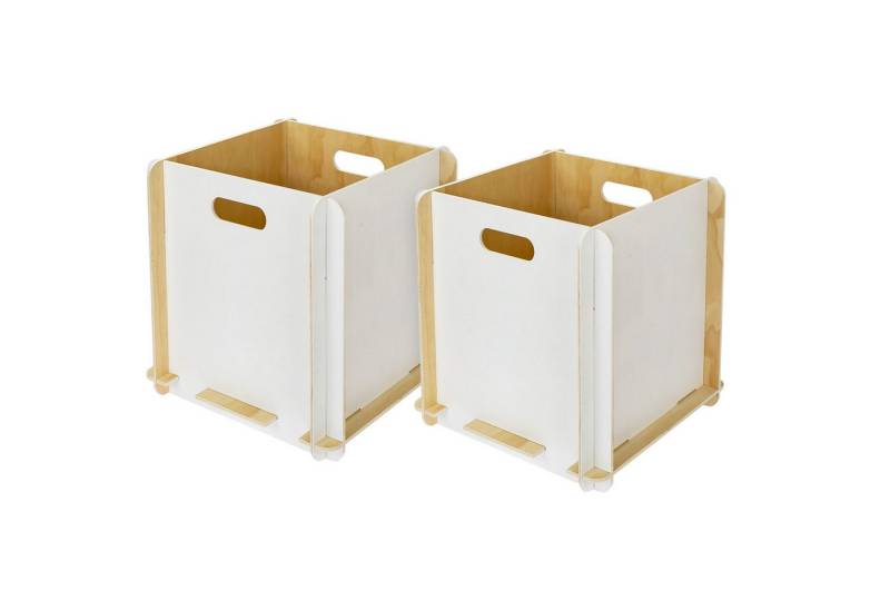 HMF Aufbewahrungsbox Praktische Regalbox aus Holz zum Zusammenstecken (2 St), Holzbox passend für Kallax, 32 x 32 x 32 cm, Weiß von HMF
