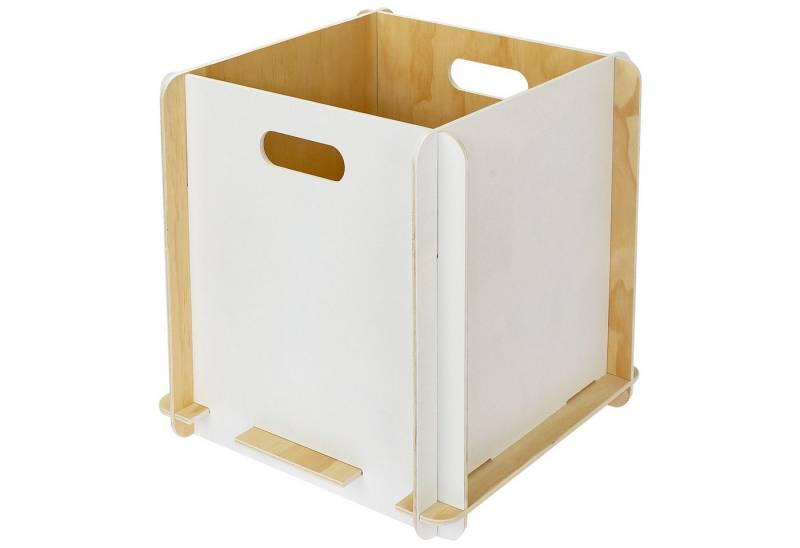 HMF Aufbewahrungsbox Praktische Regalbox aus Holz zum Zusammenstecken (1 St), Holzbox passend für Kallax, 32 x 32 x 32 cm, Weiß von HMF
