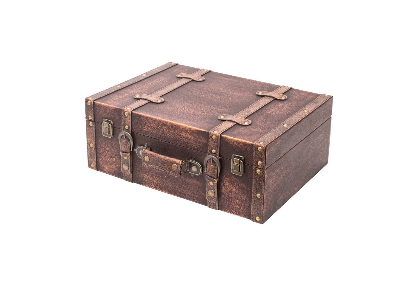 HMF Aufbewahrungsbox Handgefertigter Vintage Koffer aus Holz, Deko Koffer (1 St), Geschenkkoffer im Klassik Design, 44 x 32 x 16 cm von HMF