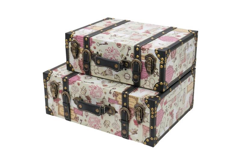 HMF Aufbewahrungsbox Handgefertigter Vintage Koffer aus Holz, Deko Koffer (2 St., versch. Größen), Geschenkkoffer im Barock Design von HMF