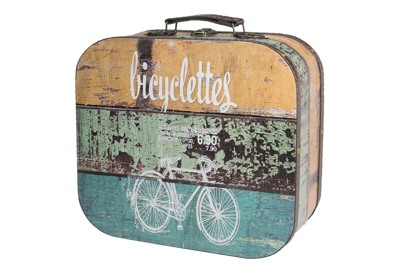 HMF Aufbewahrungsbox Vintage Koffer, Multifunktionskoffer (1 St), Handgefertigter Geschenkkoffer im Fahrrad Design, 32x29,5x12 cm von HMF
