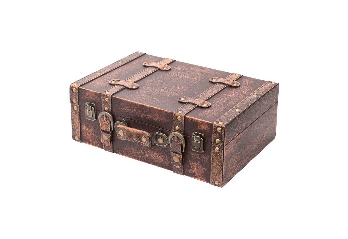 HMF Aufbewahrungsbox Vintage Koffer, Multifunktionskoffer (1 St), Handgefertigter Geschenkkoffer im Retro Design, 38x26x13 cm von HMF