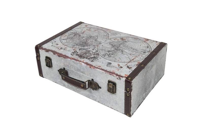 HMF Aufbewahrungsbox Vintage Koffer, Multifunktionskoffer (1 St), Handgefertigter Geschenkkoffer im Retro Weltkarten Design, 38x26x13 cm von HMF