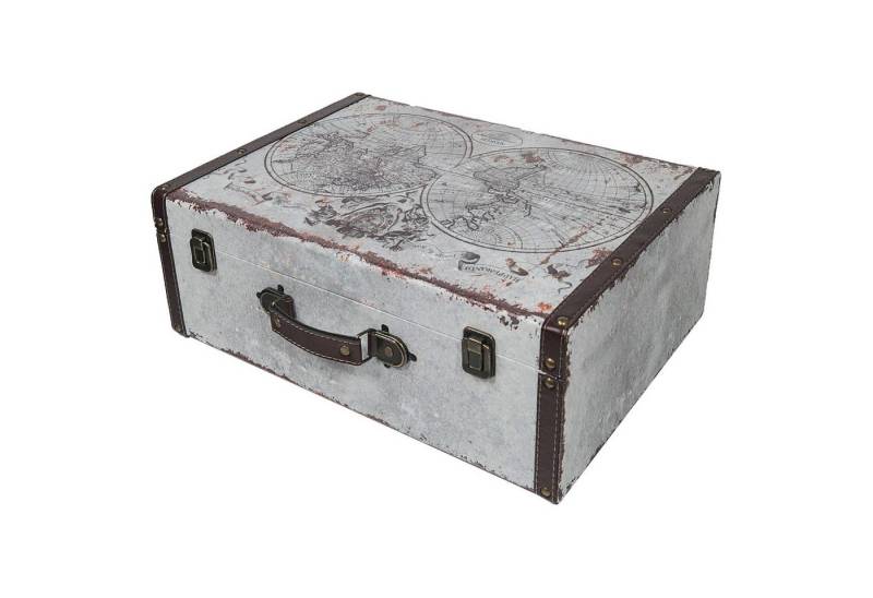 HMF Aufbewahrungsbox Vintage Koffer, Multifunktionskoffer (1 St), Handgefertigter Geschenkkoffer im Retro Weltkarten Design, 44x32x16 cm von HMF