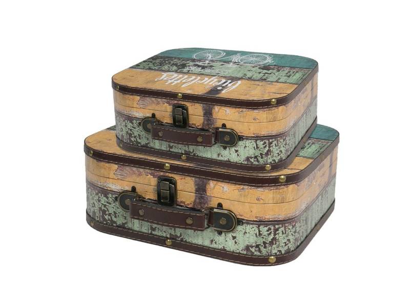 HMF Aufbewahrungsbox Vintage Koffer, Multifunktionskoffer (2 St., versch. Größen), Handgefertigter Geschenkkoffer im Fahrrad Design, verschiedene Größen von HMF