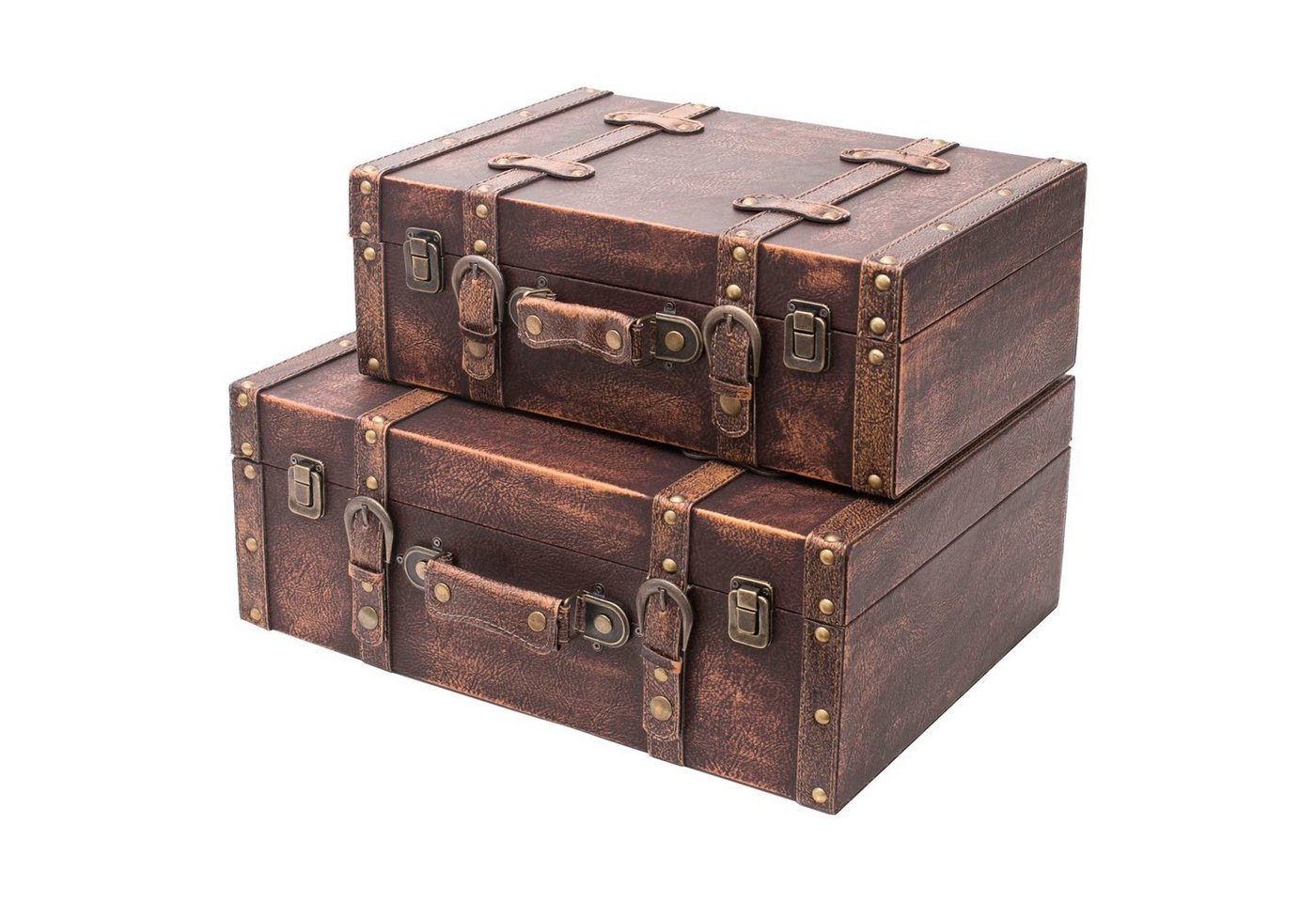 HMF Aufbewahrungsbox Vintage Koffer, Multifunktionskoffer (2 St., versch. Größen), Handgefertigter Geschenkkoffer im Klassik Design, 2er Set von HMF