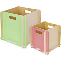 HMF - Aufbewahrungsbox aus Holz zum Zusammenstecken, 2er Set, 25 cm + 32 cm, Mehrfarbig von HMF
