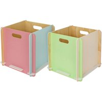Aufbewahrungsbox aus Holz zum Zusammenstecken, 2er Set, passend für Kallax, 32 x 32 x 32 cm, Mehrfarbig - HMF von HMF