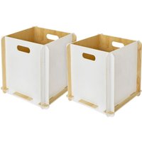Aufbewahrungsbox aus Holz zum Zusammenstecken, 2er Set, passend für Kallax, 32 x 32 x 32 cm, Weiß - HMF von HMF
