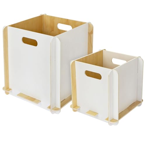 HMF Aufbewahrungsbox aus Holz zum Zusammenstecken | 2er Set | 25 cm + 32 cm | Weiß HMF Aufbewahrungsbox aus Holz zum Zusammenstecken | 2er Set | 25 cm + 32 cm | Weiß von HMF