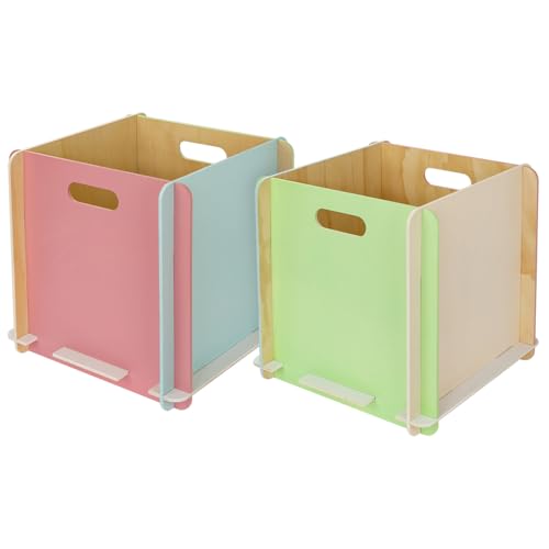 HMF Aufbewahrungsbox aus Holz zum Zusammenstecken | 2er Set | passend für Kallax | 32 x 32 x 32 cm | Mehrfarbig von HMF