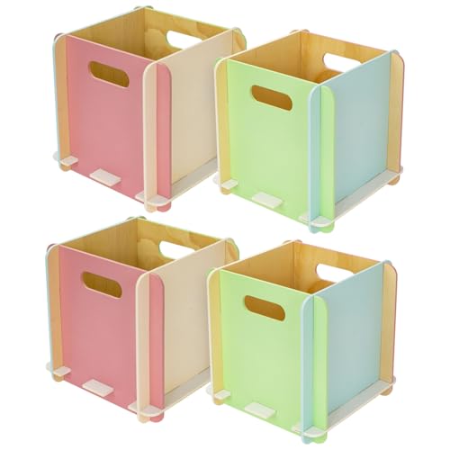 HMF Aufbewahrungsbox aus Holz zum Zusammenstecken | 4er Set | passend für Bücherregale | 25 x 25 x 25 cm | Mehrfarbig HMF Aufbewahrungsbox aus Holz zum Zusammenstecken | 4er Set | passend für Bücherregale | 25 x 25 x 25 cm | Mehrfarbig von HMF