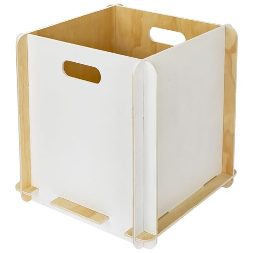 HMF Aufbewahrungsbox aus Holz zum Zusammenstecken | passend für Kallax | 32 x 32 x 32 cm | Weiß von HMF