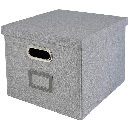 HMF Aufbewahrungsbox mit Deckel für DIN A4 Hängeregister | passend für Kallax | 33 x 37,5 x 28 cm | Grau von HMF