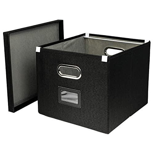 HMF Aufbewahrungsbox mit Deckel für DIN A4 Hängeregister | passend für Kallax | 33 x 37,5 x 28 cm | Schwarz von HMF