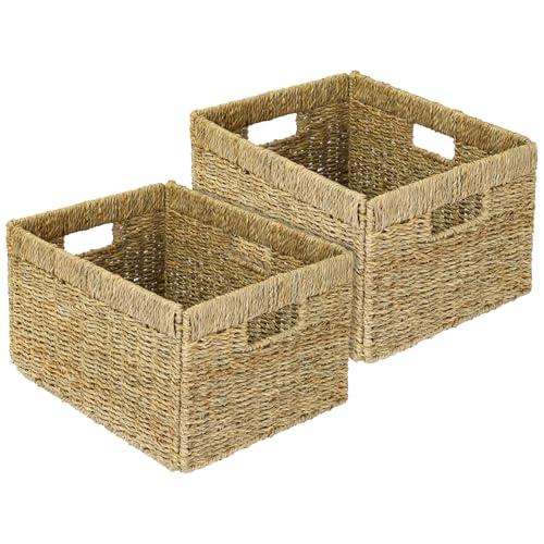 HMF Aufbewahrungskorb, Korb geflochten aus Seegras | 2er Set | passend für Billy | 35 x 25 x 20 cm von HMF